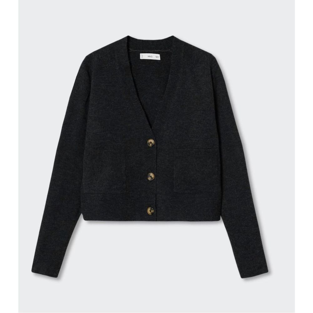 Mango Pocket Knit Cardigan Charcoal - Picture 2 of 5
